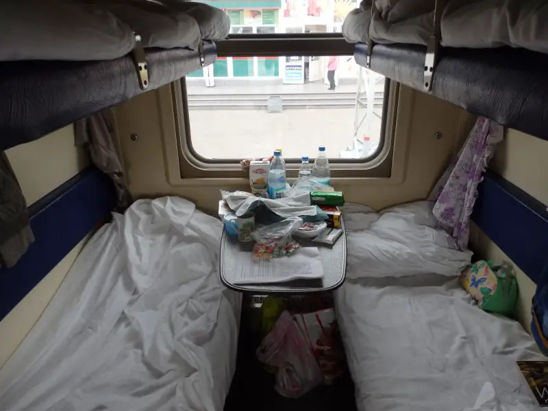 Platskartny bunks on the Trans-Siberian.