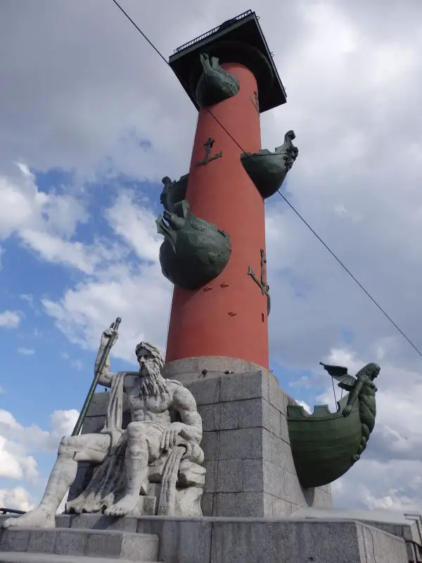 Rostral columns at Vasilyevsky Island. St Petersburg, Russia.