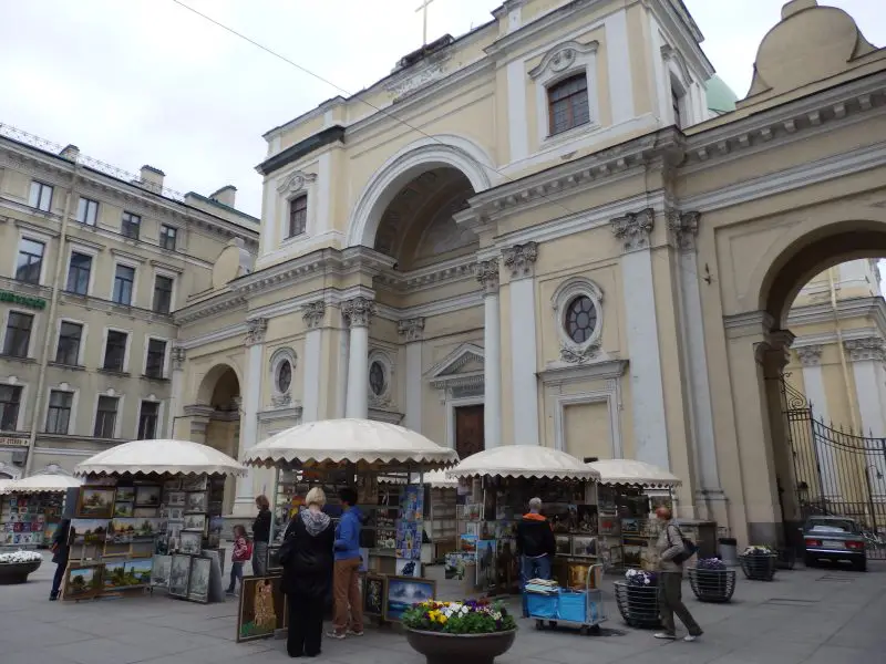Street market along Nevsky Prospekt, St Petersburg.