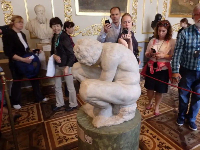 Crouching Boy, by Michelangelo at the Winter Palace, Hermitage Museum. Saint Petersburg, Russia.