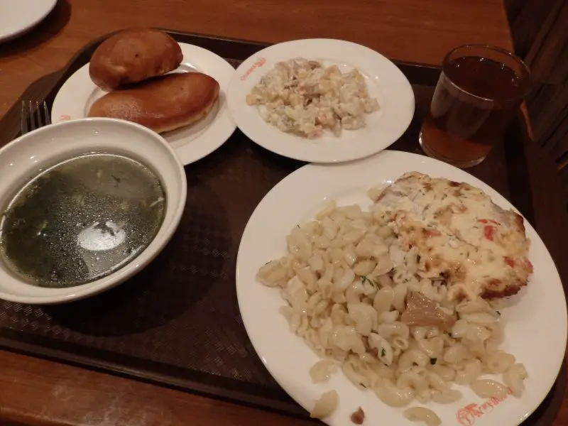 Dinner in St Petersburg, at a Russian canteen.