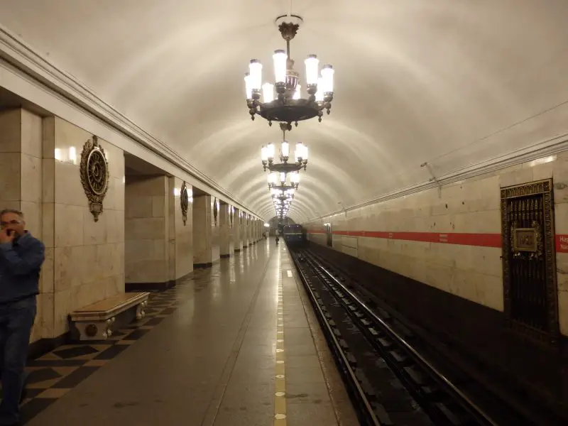 Baltiyskaya metro station. St Petersburg, Russia.