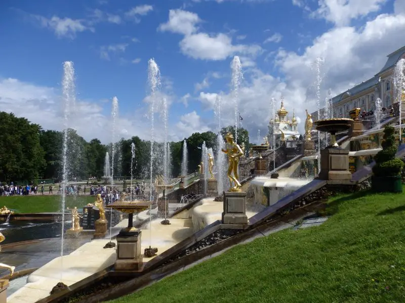 Fountains at the Grand Cascade. Peterhof Palace. St Petersburg, Russia.