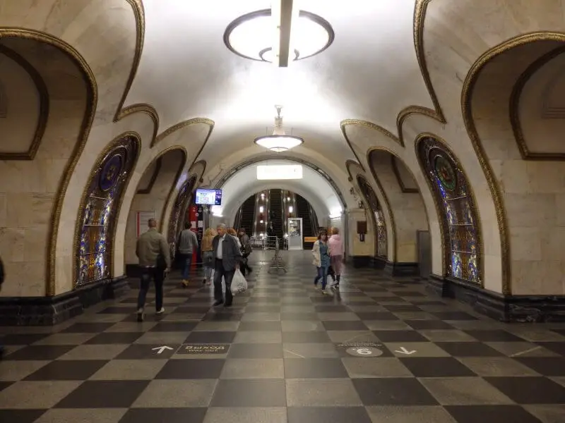 Novoslobodskaya subway station. Moscow, Russia. 