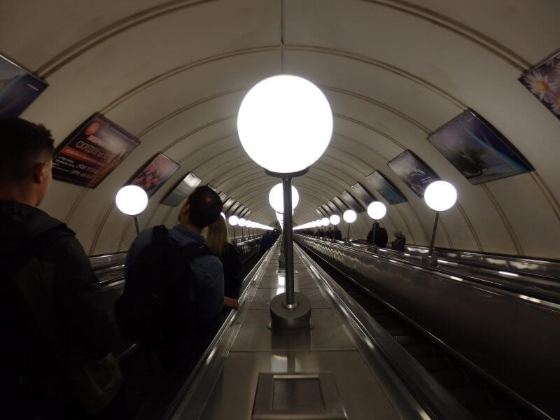 Moscow metro escalator. 