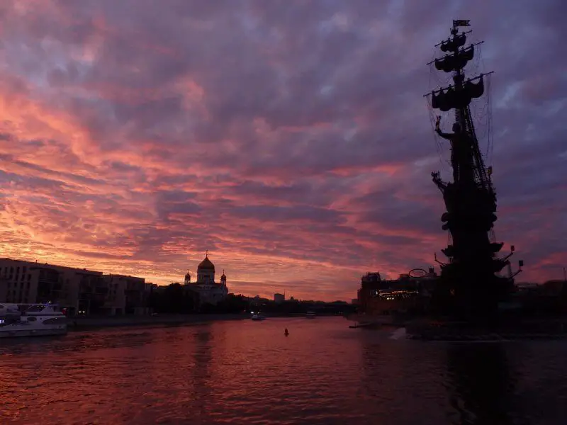 Peter the Great Monument (Pamyatnik Petru I), on the Moskva River. Moscow, Russia.