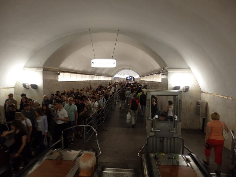 Early morning rush in the metro. Moscow, Russia.