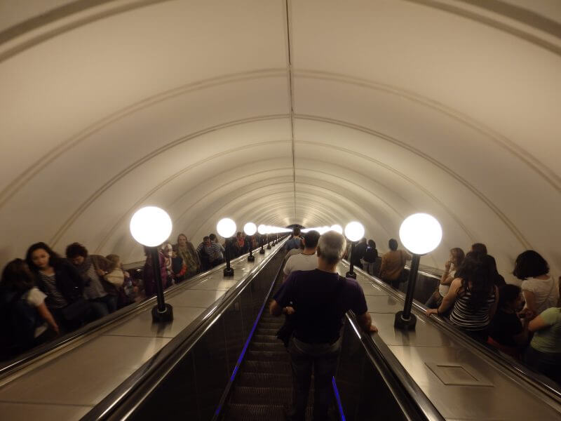 Moscow metro escalator. 