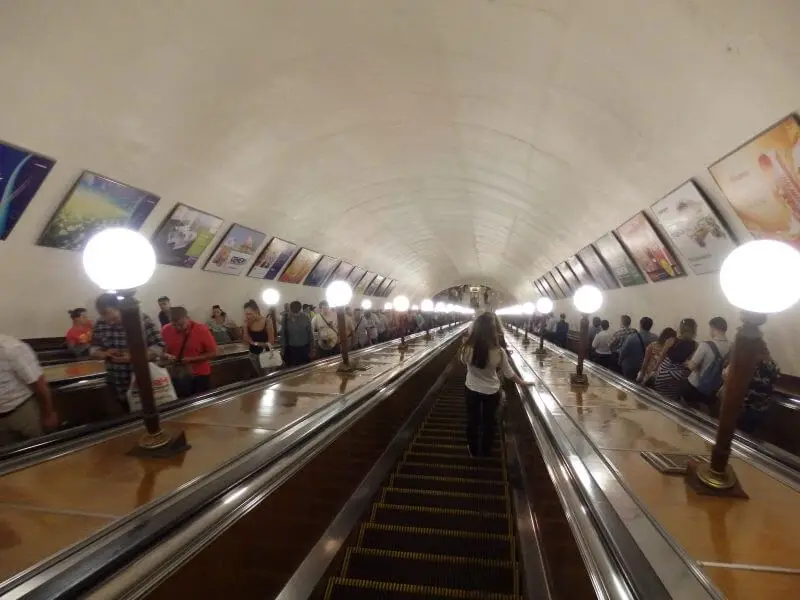 Moscow metro escalator.