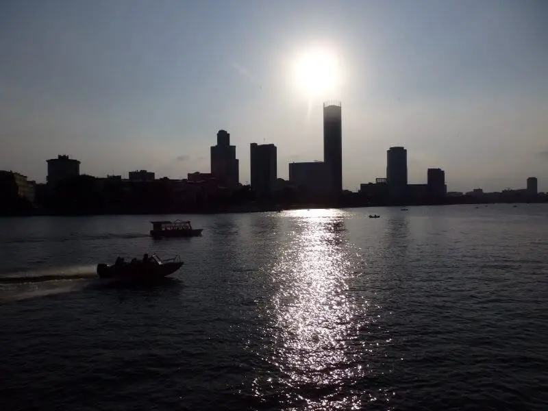 Sunset along the Iset River. Yekaterinburg, Russia.