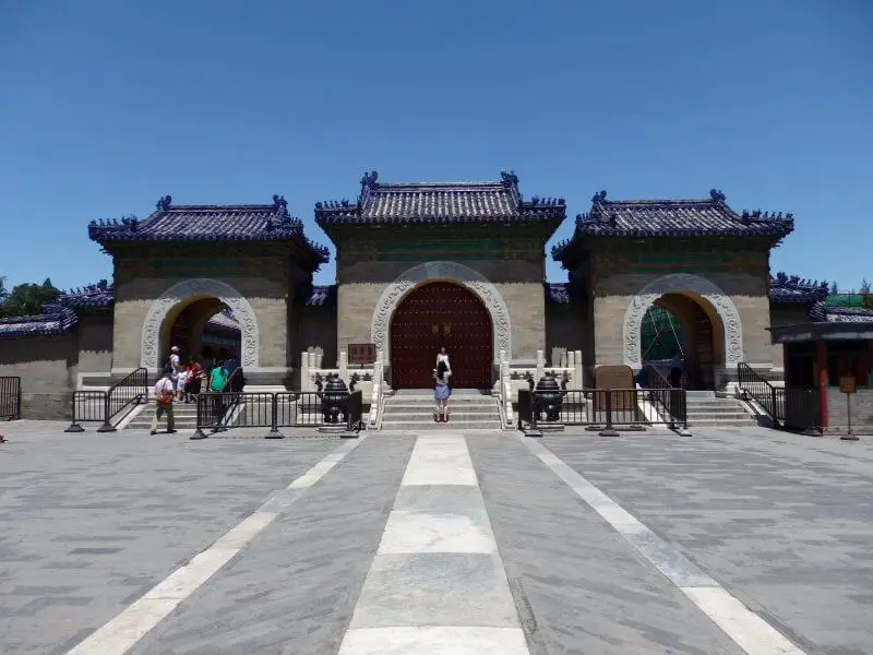 Outside the Imperial Vault of Heaven complex. Temple of Heaven, Beijing, China.