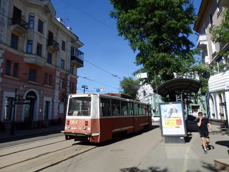 Trams in Irkutsk. Siberia, Russia.