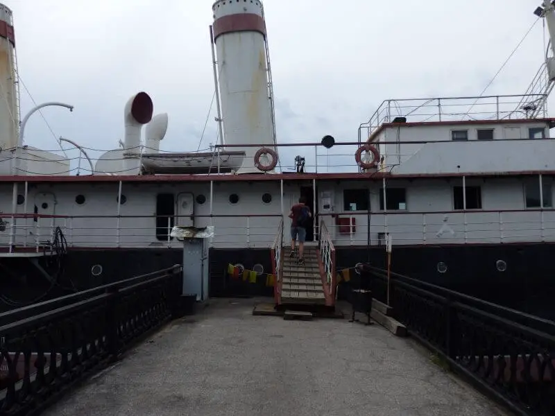Ice-breaker Angara at Irkutsk. Siberia, Russia.
