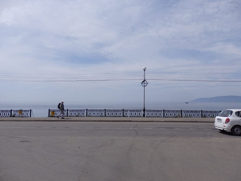 Coastal road at Listvyanka. Lake Baikal, Siberia.