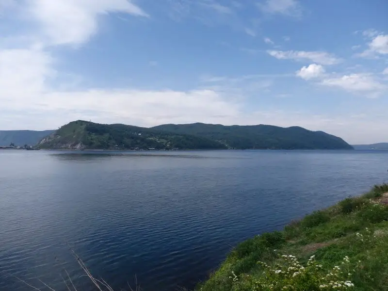 Where the Baikal flows into the Angara River, the main outflow of the Lake. Siberia, Russia.