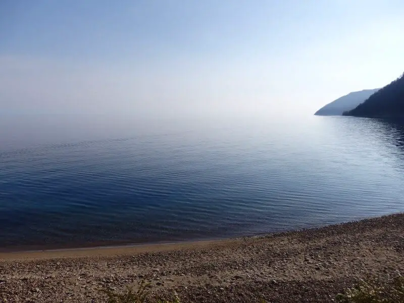 Hiking along Lake Baikal. Siberia, Russia.