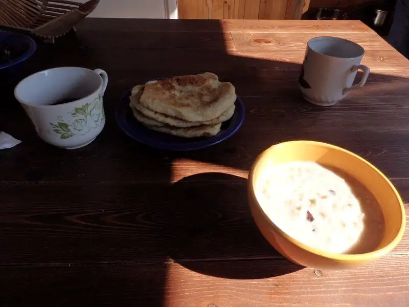 Breakfast at Lesnaya 7, Bolshie Koty, Lake Baikal.