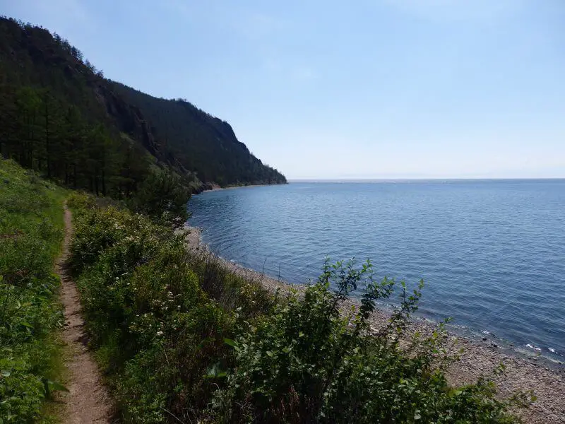 Hiking along Lake Baikal. Siberia, Russia.