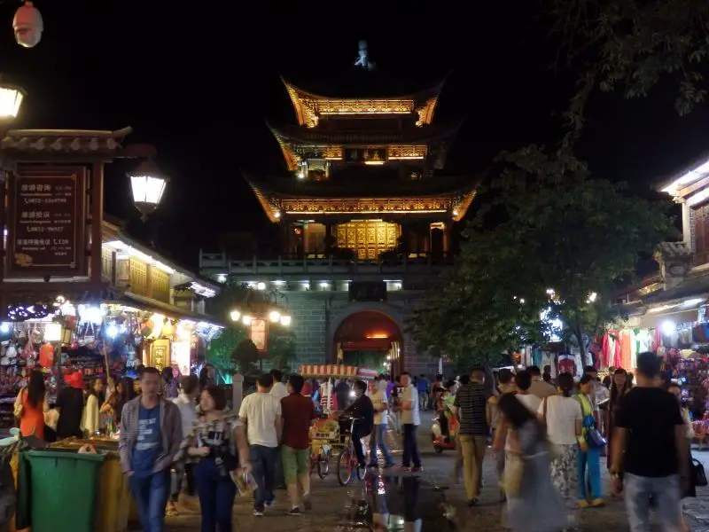 Dali Old City at night. Yunnan, China.