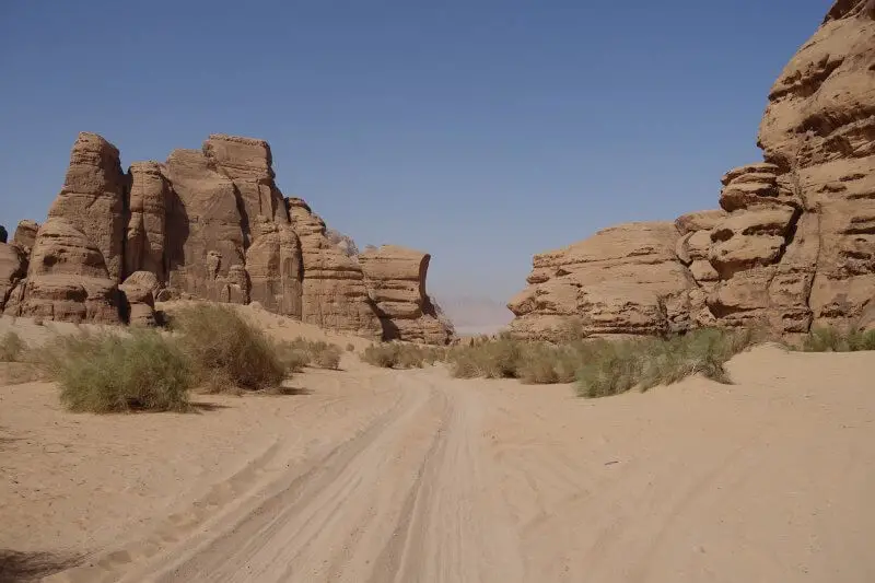 Desert 'roads'. Soft sand all the way. Wadi Rum, Jordan.