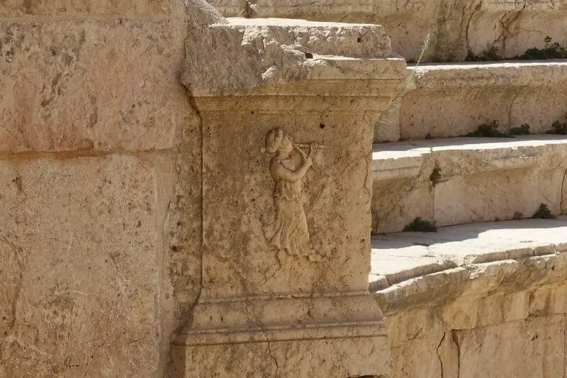 Little details decorating the theatre. Jerash, Jordan.
