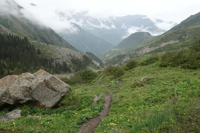 Down the trail, all the way out of Ala Archa National Park.