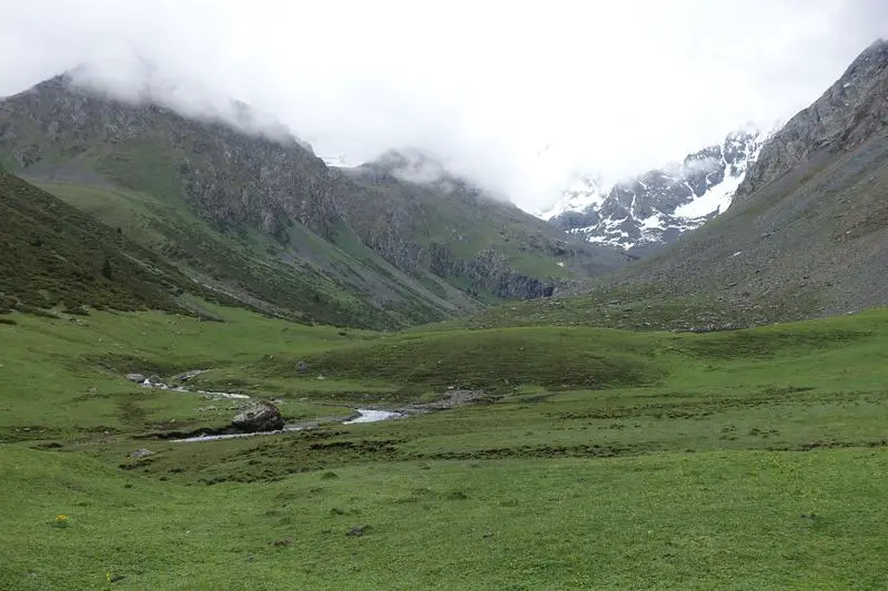 The weird, twisting landscape. Tian Shan, Teleti Pass, Karakol, Kyrgyzstan.