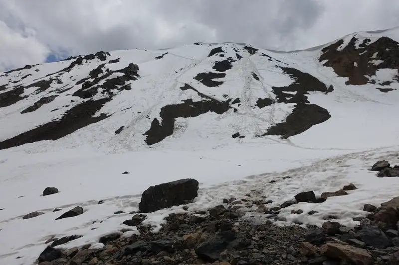 The different paths down Ala-Kul pass. Looks totally different from the other face.